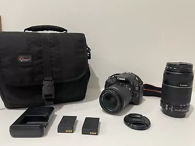 Canon EOS 100D  Digital SLR Camera Body And Lens 18-55mm 55-250mm • $540