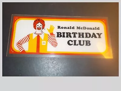 Vintage Mcdonalds Ronald  Mcdonald Birthday Club Plastic 7'' Sign • $15