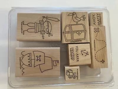 Ahoy Matey Set Of 7 Stampin' Up! Pirate Ship Parrot Treasure Chest X Marks Spot • $13