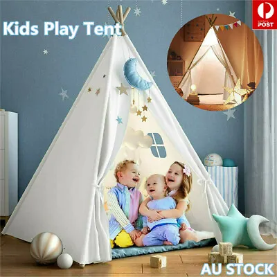 $7 • Buy Large Teepee Tent Kids Cotton Canvas Play House Boy Girls Wigwam Gift / Light AU