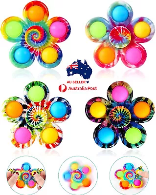 $14.99 • Buy 4 Pack Rainbow Fidget Spinner Simple Dimple Toy Push Pop Bubble PopIt Fun Toys