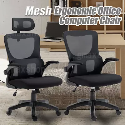 Ergonomic Office Chair Premium Mesh Seat Computer Executive Headrest Black AU • $85