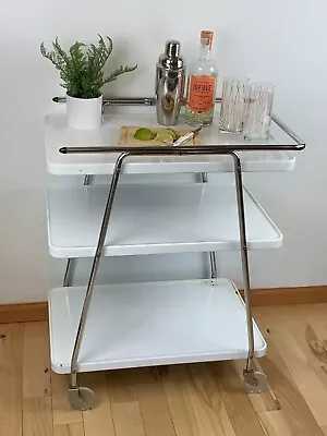 $399.99 • Buy Unique Vintage Cosco 3 Tier Metal Utility Bar Kitchen Cart Table Chrome MCM USA