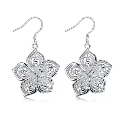 New 925 Silver Fashion Trend Flower Earrings Women's Foreign Trade Jewelry Gift • $4.98