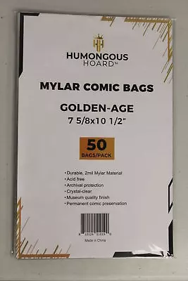 (50) Humongous Hoard Mylar Golden Comic Book Bags Pack • $32