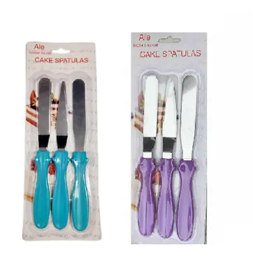 £2.99 • Buy 3pcs Stainless Steel Spatula Palette Knife Set Cake Decorating Smooth Tools Kit