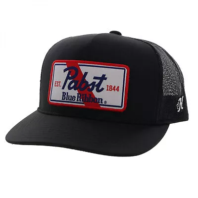 Pabst Blue Ribbon Embroidered Patch Snapback Hybrid Bill Trucker Hat Black • $37.98