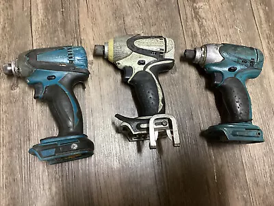 Lot Of 3 Makita 18v Impact Drills.  All Working But Well Used. Various Models. • $65