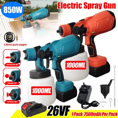 1000ML Spray Gun Cordless Fence Wall Paint Electric 850W Sprayer With Battery • £21.59