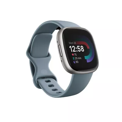 Fitbit Versa 4 Waterfall Blue Platinum Aluminum • $369