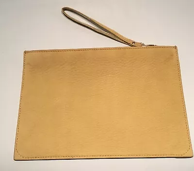 Hobbs Leather Suede  Clutch Wristlet Mustard Yellow Gold Lining BNWOT SS Wedding • £28