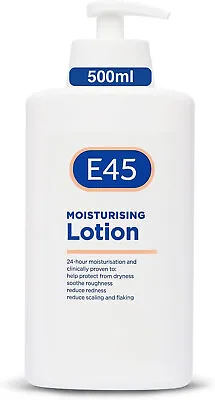 New E45 Moisturising Lotion Pump - 500g - Dermatological - Skin Care Cream • £8.99