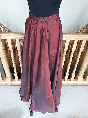 Ladies Vintage Retro Boho Hippy Long Deep Red Taffeta Skirt Deep Star Medium • £8.99