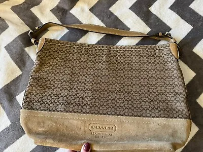 Coach Medium Tote Women's Shoulder Handbag - Signature Suede & Canvas/Khaki • $40