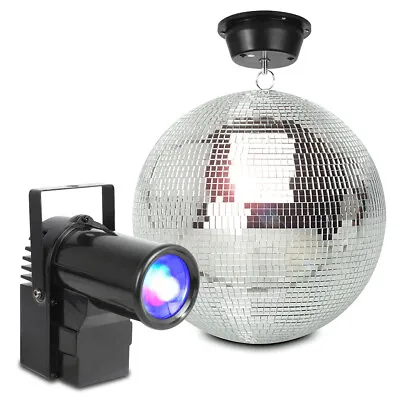 Glitter Mirror Ball MB-30cm Motor & PS10W LED Spot Light Wedding Disco Hall • £105