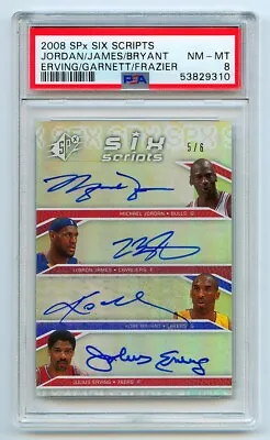 2008 SPx AUTO MICHAEL JORDAN LEBRON JAMES KOBE BRYANT ERVING GARNETT FRAZIER /6 • $35000