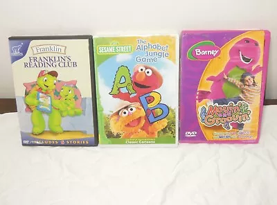 3 Kids DVD's Sesame Street Alphabet   Barney Movin &  Franklin's Reading Club • $19.99