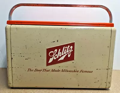 Schlitz Beer Metal Cronstroms Picnic Cooler Ice Chest With Handle Milwaukee • $199.99