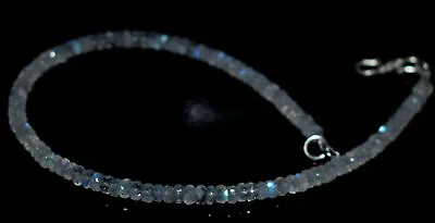 Rainbow Moonstone Gemstone Round 4mm Beads 925 Sterling Silver 7  Bracelet GTR54 • $7.49