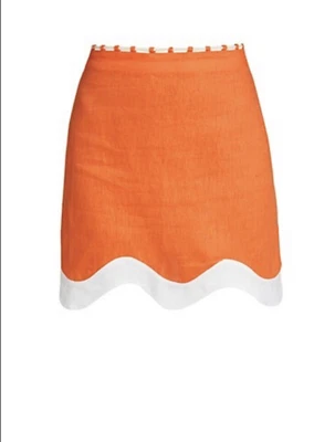 $125 • Buy NWT STAUD Arianna Scalloped Hem Skirt In Orange Sz 10