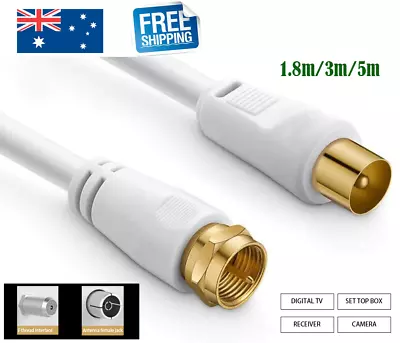 $6.99 • Buy TV Antenna Aerial Coax Cable PAL Male To Female Aerial Flylead Cord Lead 1.8m-5m