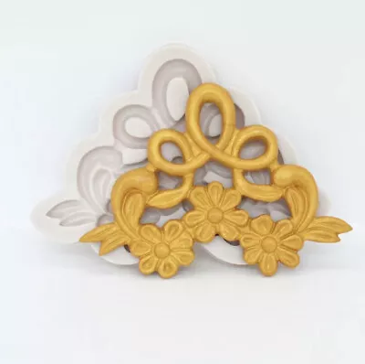 £3.99 • Buy Vintage Silicone Fondant Mould Relief Baroque Cake Lace Flower Border Sugar Mold