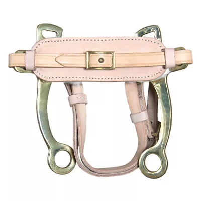 85RI Hilason Solid Brass Horse Mouth Hackamore Bit W/ Natural Leather • $34.95