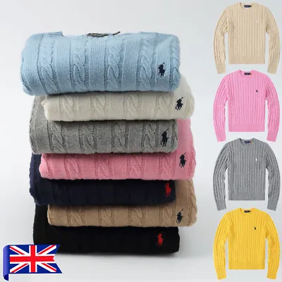 Ralph Lauren Polo Women Cable Knit Cashmere Casual Long Sleeve Jumper Sweater • £35.99