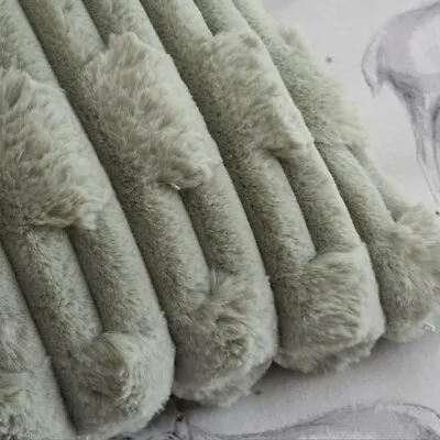 Bianca Carved Faux Fur Soft Touch Sage Green 50cm X 50cm Unfilled Cushion Cover • £14.99