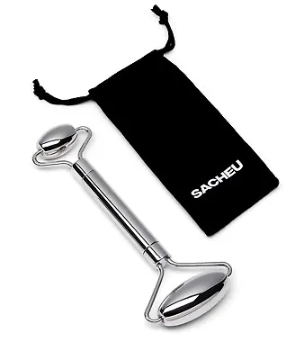 $49.74 • Buy Sacheu Stainless Steel Dual Sided Beauty Face Roller With Travel Pouch. NEW
