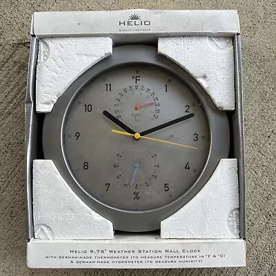 Helio Vintage Wall Clock  Round Brushed Aluminum Design Weather Station; NOS • $120