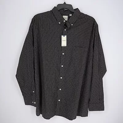 Dillard's Rowm Men's Long-Sleeve Shirt 2XT Tall Black Red Check 100% Cotton NWT • $24.95