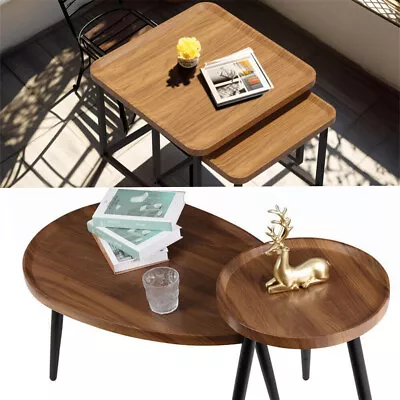 2X Industrial Coffee Table Oval | Square Stacking Accent Table Vintage Furniture • $119.92