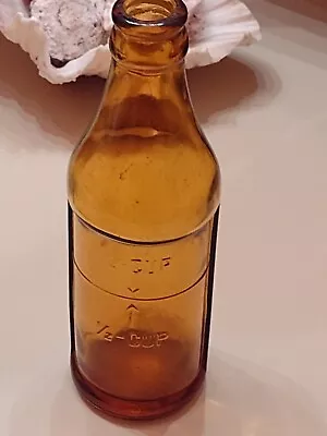 Vintage Beautiful Bright Honey Amber Certo Type Embossed Glass Bottle Near Mint • $10