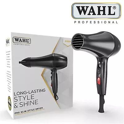 Wahl ZY084 Pro Slim Ionic 2000W Hairdryer Black With Tourmaline Coated Grille • £41.99