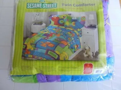 Sesame Street Twin Comforter Blue Elmo Big Bird Cookie Monster New • $58