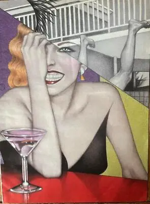 Illustration Art By Mel Odom Magazine Print Page Woman Drinking Martini Art Page • $7.99