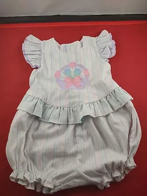 Vintage Infant Baby Easter Striped Romper One Piece NO SIZE TAG *53 • $15