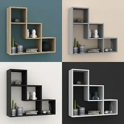 £17.99 • Buy Lyon 3 Step Wooden Floating Wall Mounting Shelf Display Unit Book Storage Deco