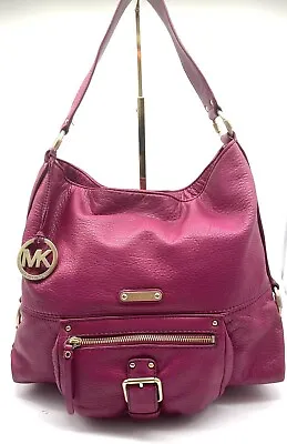 Michael Kors Magenta Lrg Hobo Handbag Austin Shoulder Bag Leather Gold Hardware • $65.99