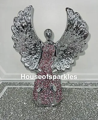 £19.99 • Buy Pink Crystal Crushed Diamond Angel Girl, Sitting Ornament, Shiny Bling Decor✨