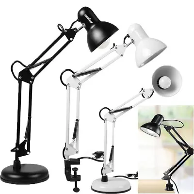 Super Bright Desk Lamp Swing Arm With LED Bulb & Clamp Metal Home Office Light • $31.97