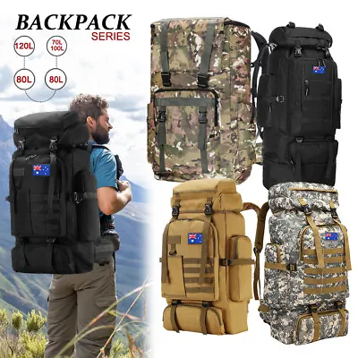 70L/120L Outdoor Military Tactical Backpacks Rucksacks Camping Hiking Bag Travel • $37.99