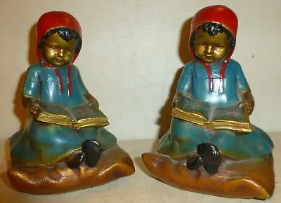 VTG Antique K & O Painted Red Riding Hood Metal Bookends Girl On Pillow Reading • $99.95