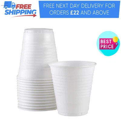 £6.95 • Buy 100 Disposable Plastic Cups Drink Cold Tea Coffee For Wedding Party 7oz