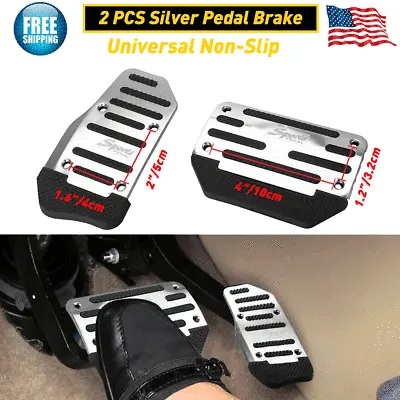 2 PC Non-Slip Automatic Gas Brake Foot Pedal Pad Cover For Car Auto Parts Silver • $11.03