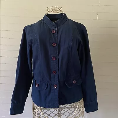 ALC Vintage Y2K Blue Twill Band Collar Jacket-Women's Size Medium • $28.99