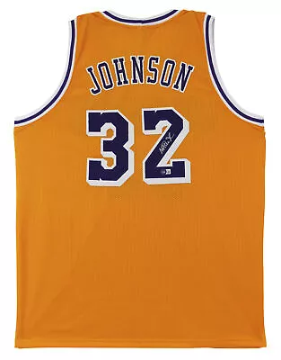 Magic Johnson Authentic Signed Yellow Pro Style Jersey Autographed BAS Witnessed • $139.99