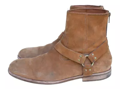 Frye Brown Snuff Suede Roughout Leather Ankle Harness Boots Men’s SZ 13 • $99.99