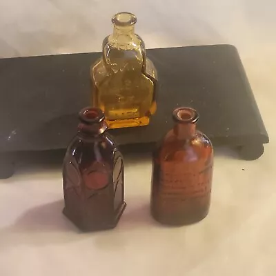 Vintage Lot Of 3 Wheaton Miniature Bottles Yellow And Ruby Red/Amber • $22